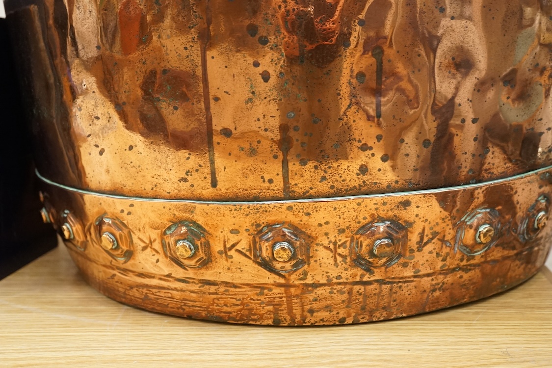 A large riveted copper vat, 34cm high x 51cm diameter.